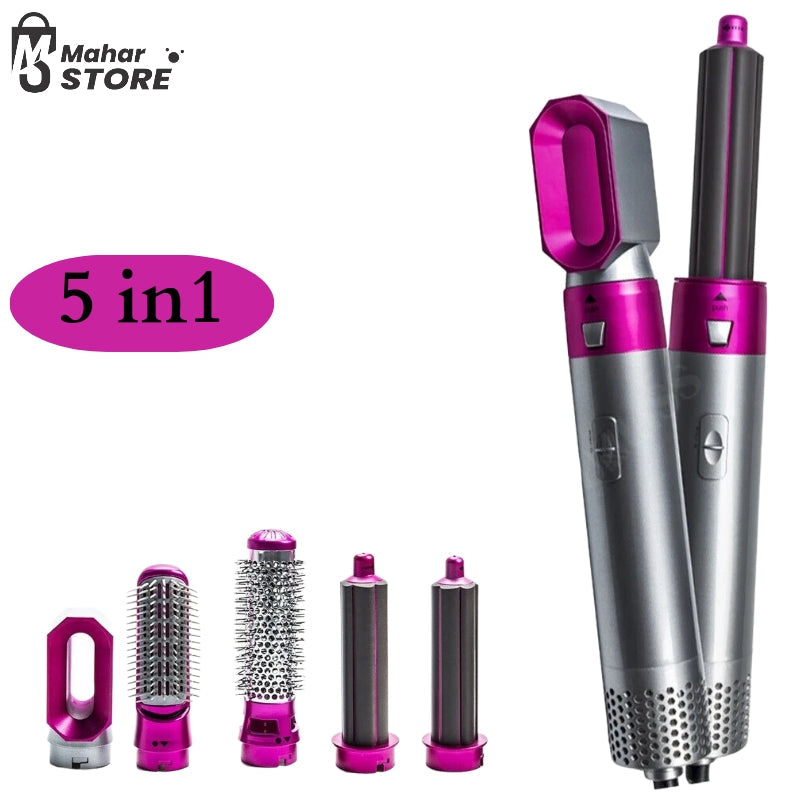 5 In 1 Electric | Blow Dryer Hair Comb Curling Wand Detachable Brush Kit Negative Ion Straightener Hair Curler Mahar Store
