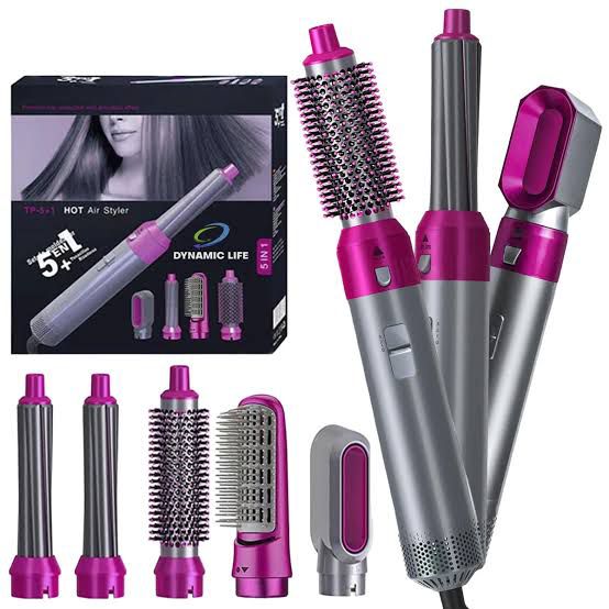 5 In 1 Electric | Blow Dryer Hair Comb Curling Wand Detachable Brush Kit Negative Ion Straightener Hair Curler Mahar Store