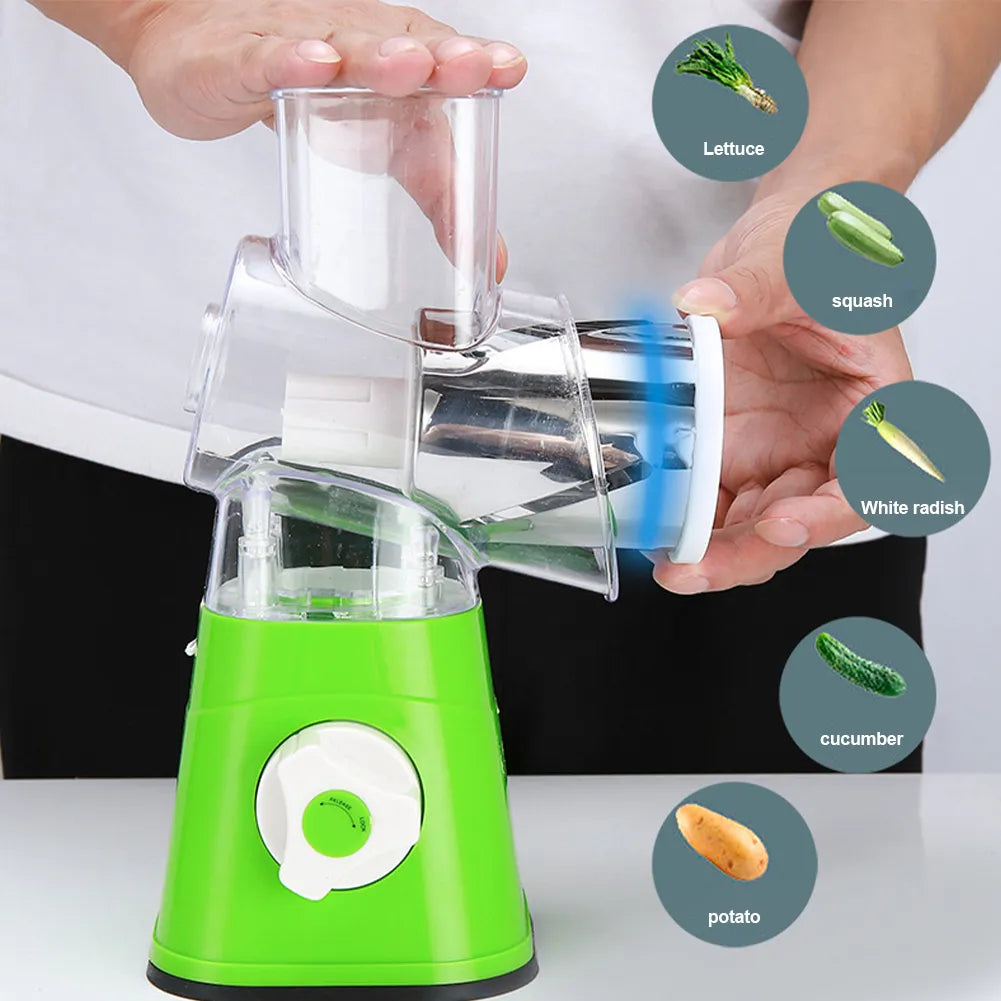 MULTIFUNCTIONAL ROUND SLICER | MANUAL VEGETABLE CUTTER AND KITCHEN GADGET | FOOD PROCESSOR, BLENDER, AND CUTTER IN ONE!"