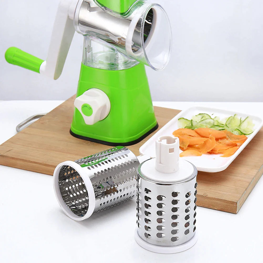 MULTIFUNCTIONAL ROUND SLICER | MANUAL VEGETABLE CUTTER AND KITCHEN GADGET | FOOD PROCESSOR, BLENDER, AND CUTTER IN ONE!"